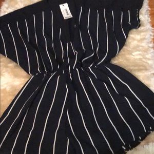 Brand new Blue stripe play suit size large
